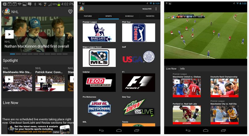 NBC-Sports-Live-Extra-app-Android-screens