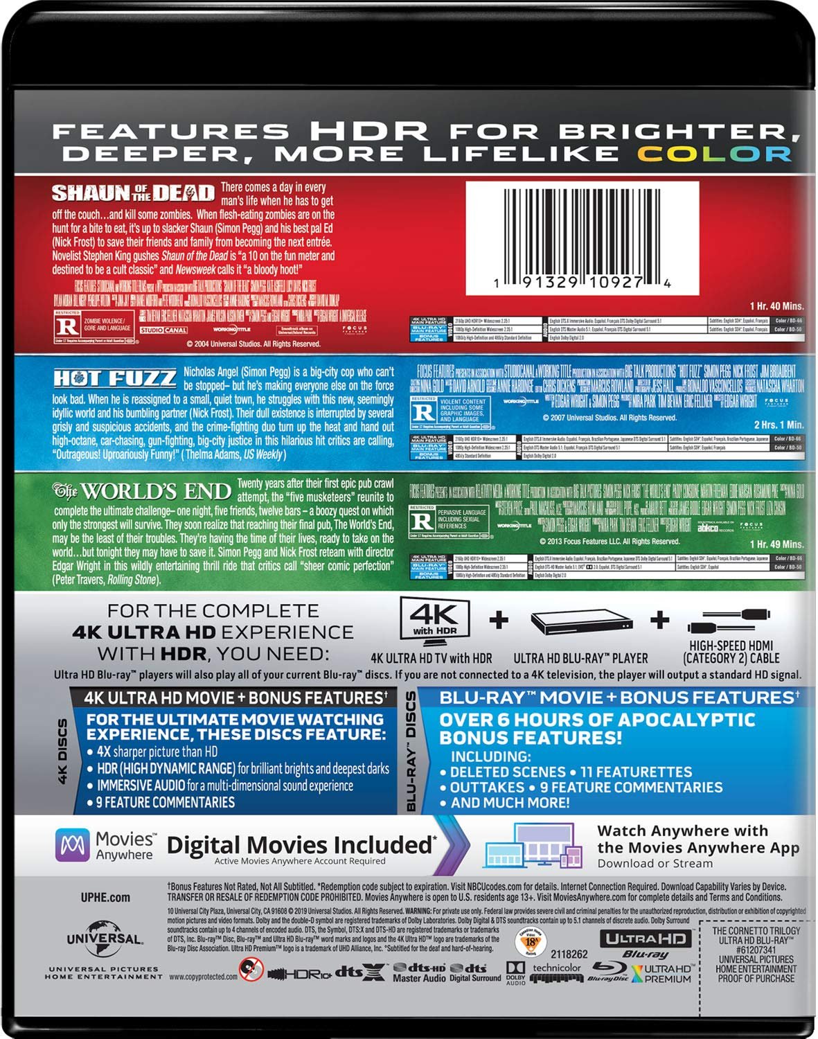 Shaun of the Dead Trilogy 4k Blu-ray back