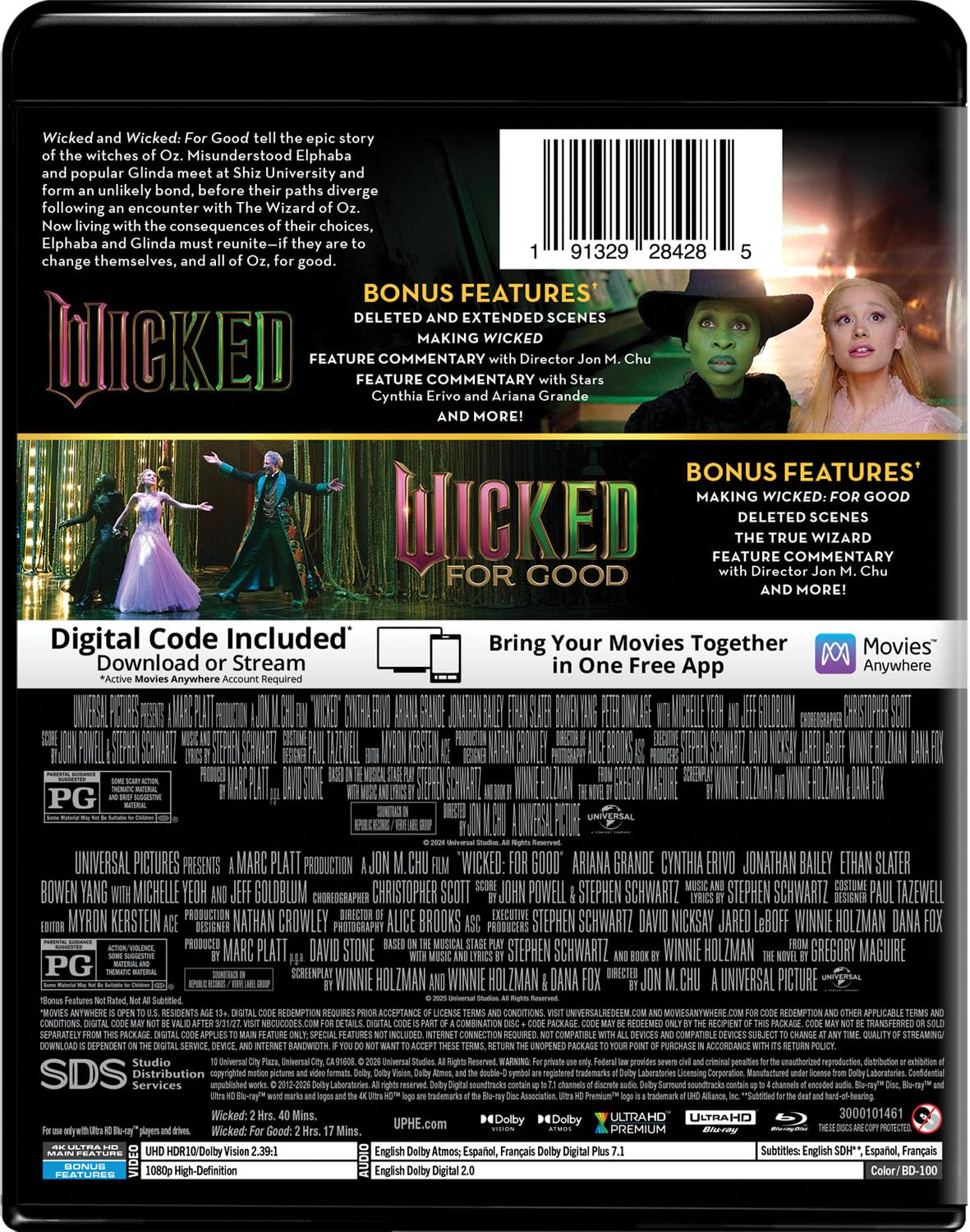 Wicked 2-Film Collection 4k Blu-ray Digital specs